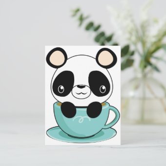 Kawaii Panda in a Teacup Postcard | Zazzle