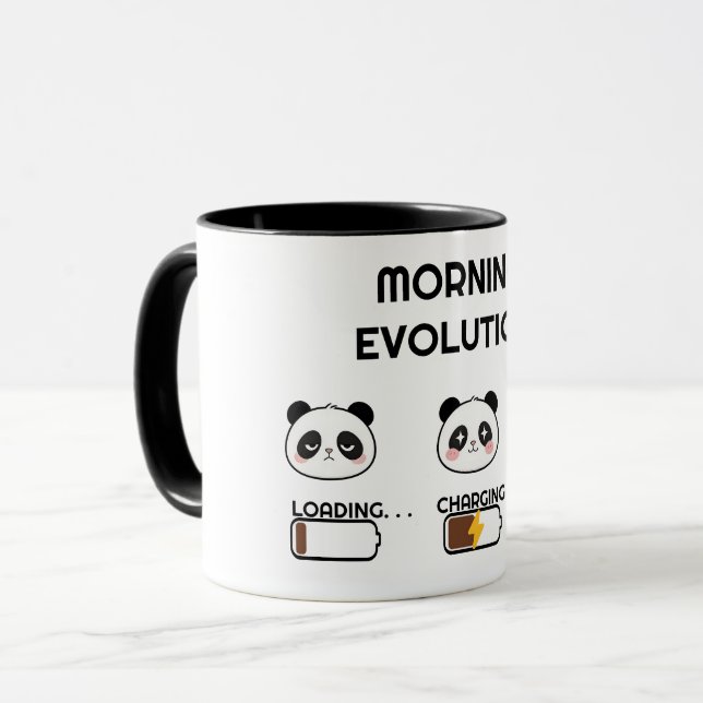 Kawaii Panda Mood Level Progression Cartoon Art Mug (Front Left)