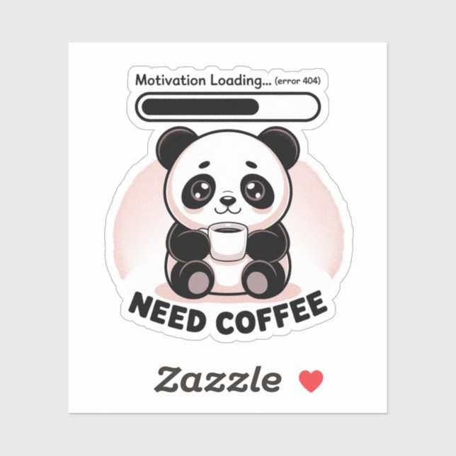 Kawaii Panda Motivation Loading Error 404 Sticker (Sheet)