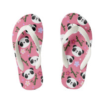 Kawaii Panda on Pink Kid's Flip Flops Kawaii Panda on Pink Kid's Flip Flops