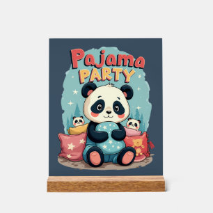 Kawaii Panda Pajama Party Cozy Sleepover Aesthetic Acrylic Sign