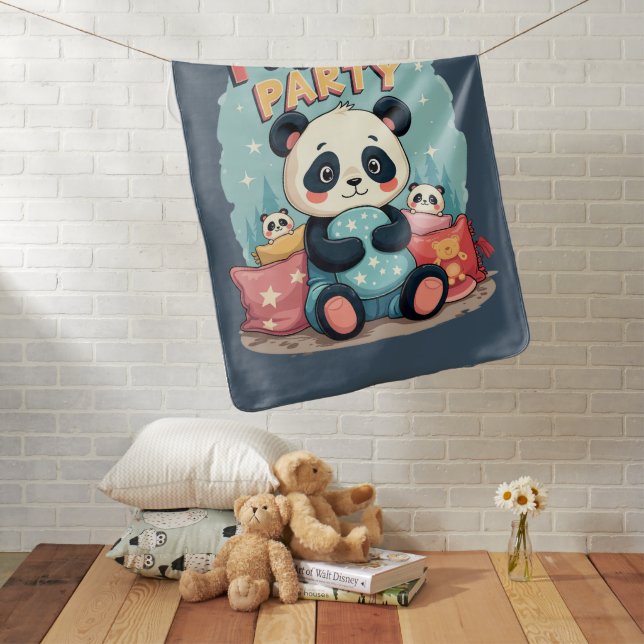 Kawaii Panda Pajama Party Cozy Sleepover Aesthetic Baby Blanket (In Situ)