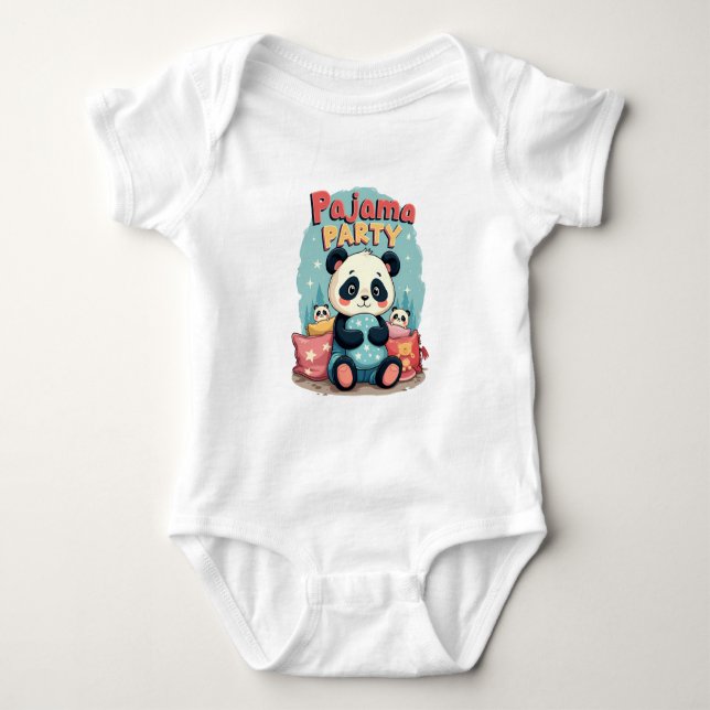 Kawaii Panda Pajama Party Cozy Sleepover Aesthetic Baby Bodysuit (Front)