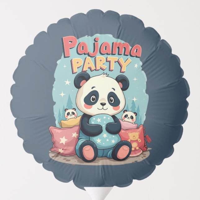 Kawaii Panda Pajama Party Cozy Sleepover Aesthetic Balloon (Back)