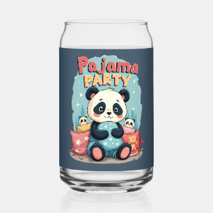 Kawaii Panda Pajama Party Cozy Sleepover Aesthetic Can Glass