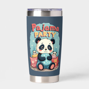 Kawaii Panda Pajama Party Cozy Sleepover Aesthetic Insulated Tumbler