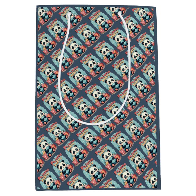 Kawaii Panda Pajama Party Cozy Sleepover Aesthetic Medium Gift Bag (Front)