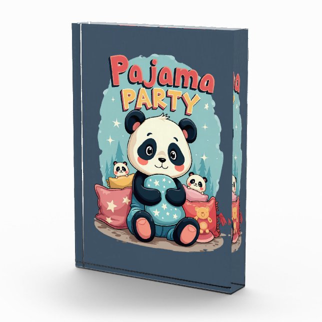 Kawaii Panda Pajama Party Cozy Sleepover Aesthetic Photo Block (Right)