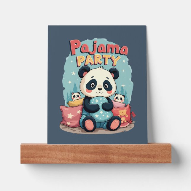Kawaii Panda Pajama Party Cozy Sleepover Aesthetic Picture Ledge (Front)