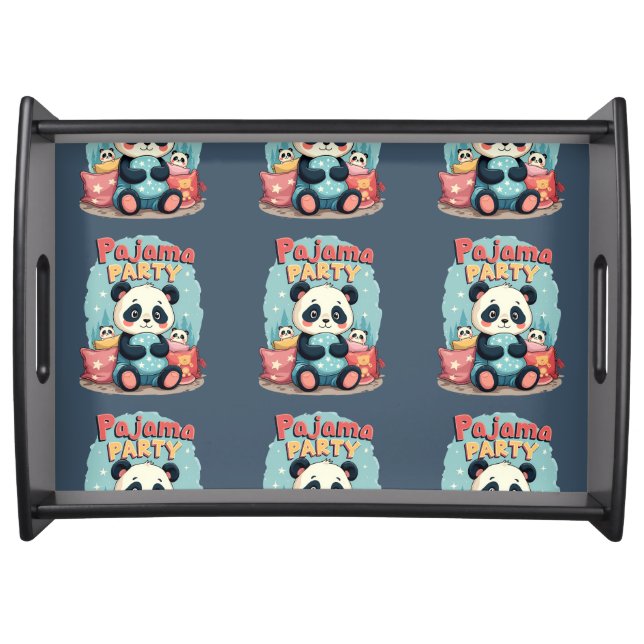 Kawaii Panda Pajama Party Cozy Sleepover Aesthetic Serving Tray (Front)