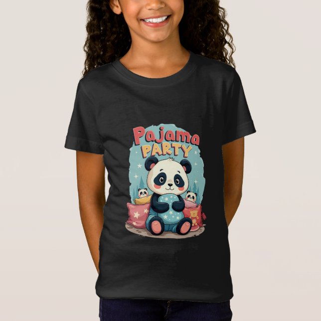 Kawaii Panda Pajama Party Cozy Sleepover Aesthetic T-Shirt (Front)