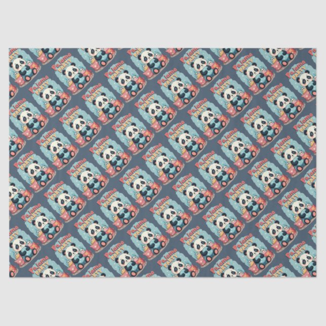 Kawaii Panda Pajama Party Cozy Sleepover Aesthetic Tissue Paper (Front)