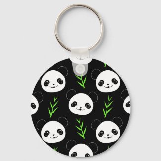 Kawaii Panda Pattern Bamboo In Black White Green