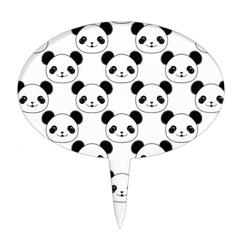 Kawaii Panda Pattern In Black And White Cake Topper