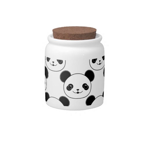 Kawaii Panda Pattern In Black And White Candy Jar