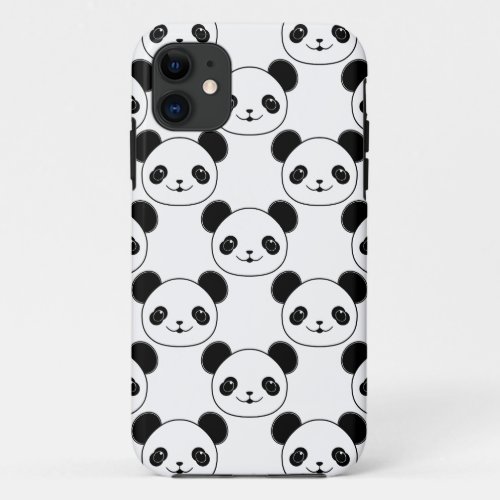 Kawaii Panda Pattern In Black And White iPhone 11 Case