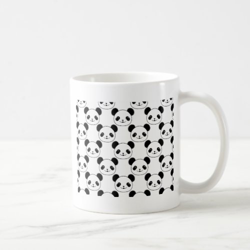 Kawaii Panda Pattern In Black And White Coffee Mug