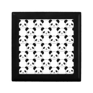 Kawaii Panda Pattern In Black And White Keepsake Box