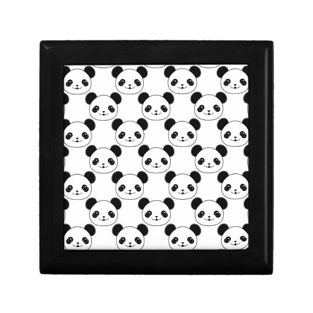Kawaii Panda Pattern In Black And White Keepsake Box (Front)