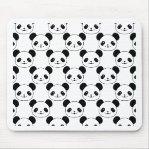 Kawaii Panda Pattern In Black And White Mouse Pad