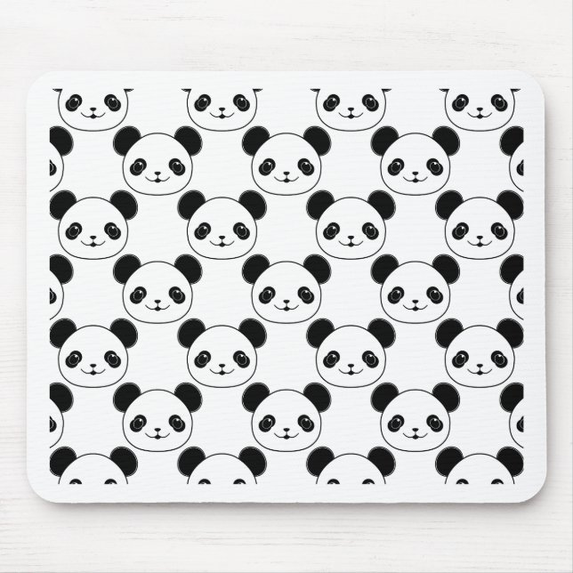Kawaii Panda Pattern In Black And White Mouse Pad (Front)