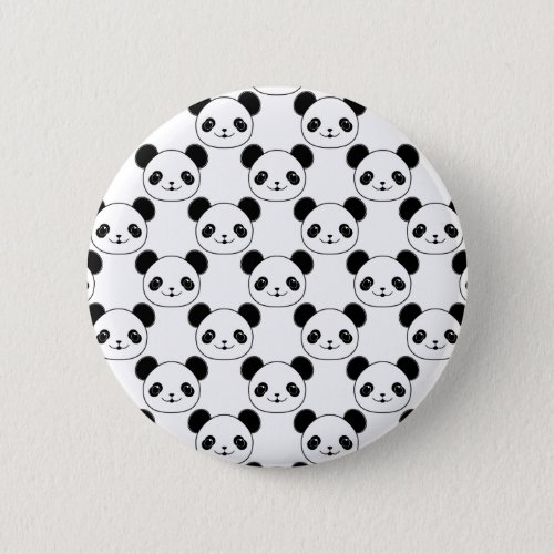 Kawaii Panda Pattern In Black And White Pinback Button