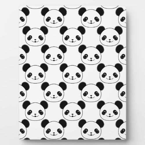 Kawaii Panda Pattern In Black And White Plaque
