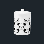 Kawaii Panda Pattern In Black And White Teapot<br><div class="desc">A cute cartoon style panda bear. 
Original kawaii pattern design.</div>