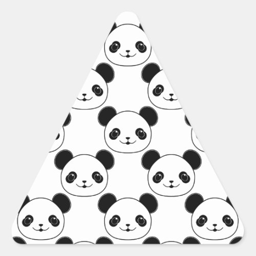 Kawaii Panda Pattern In Black And White Triangle Sticker