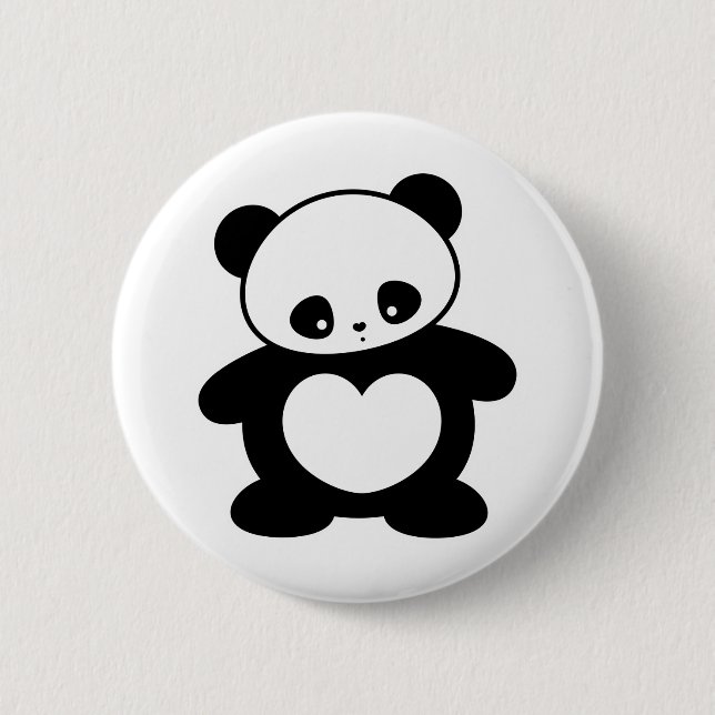 Kawaii panda pinback button (Front)