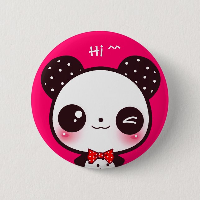 Kawaii panda pinback button (Front)