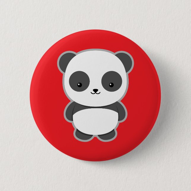 Kawaii Panda Pinback Button (Front)