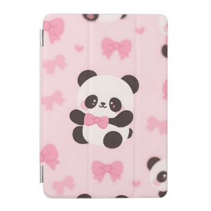 Kawaii Panda Pink Bow Pattern iPad Mini Cover