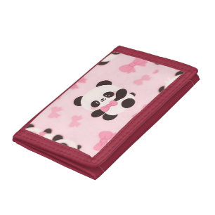Kawaii Panda Pink Bow Pattern Tri-fold Wallet