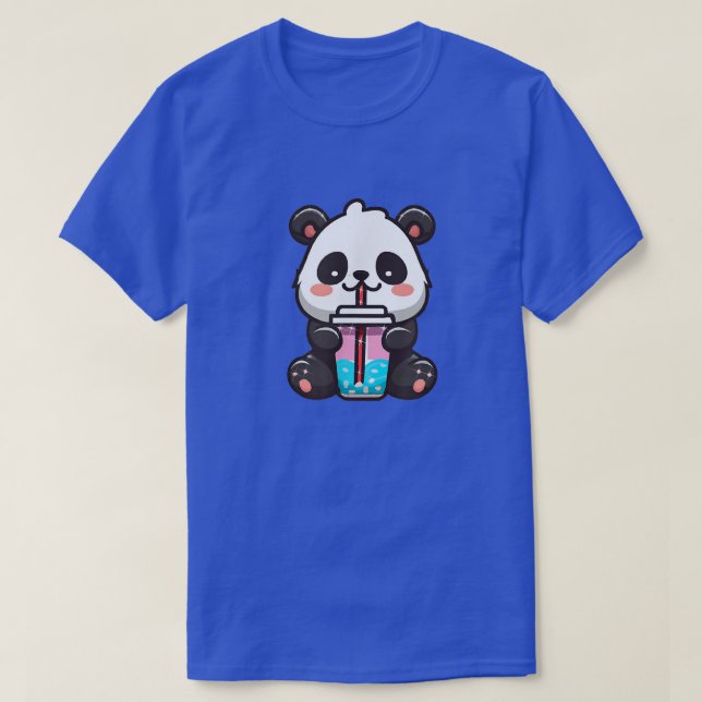 Kawaii Panda Sipping Bubble Tea - Kawaii Boba Tea  T-Shirt (Design Front)