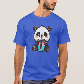 Kawaii Panda Sipping Bubble Tea - Kawaii Boba Tea  T-Shirt