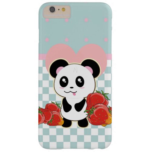Kawaii Panda strawberries cute Barely There iPhone 6 Plus Case