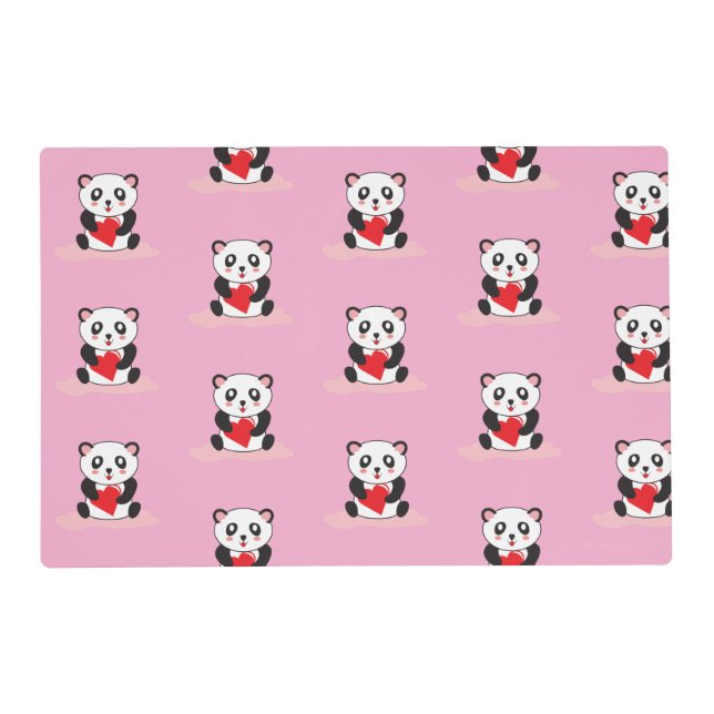 Kawaii Panda table placemats for Children (Front)