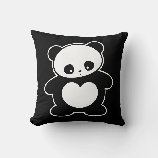 Kawaii panda throw pillow (Front)