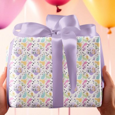 Kawaii Panda &amp; Tiger Bubble Tea Kids Birthday  Wrapping Paper