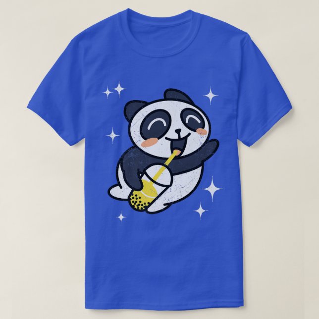 Kawaii Panda with Boba Bubble Tea Premium  T-Shirt (Design Front)