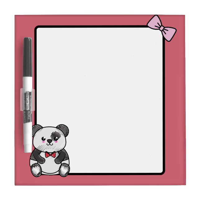 Kawaii Panda with Bow Tie Dry Erase Board (Front)