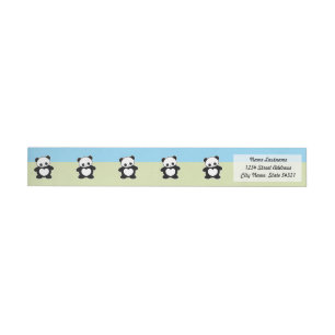 Kawaii panda wrap around label