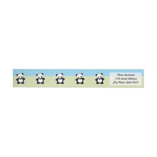 Kawaii panda wrap around label