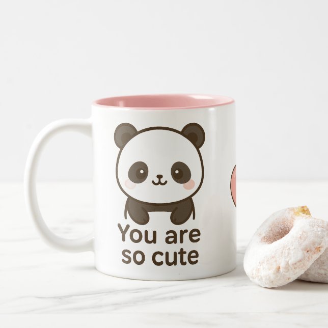 Kawaii Panda - You Are So Cute Two-Tone Coffee Mug (With Donut)