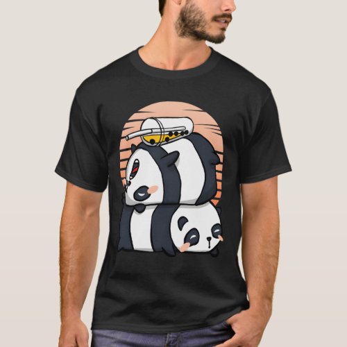 Kawaii Pandas Boba Bubble Tea Japanese Anime  T_Shirt