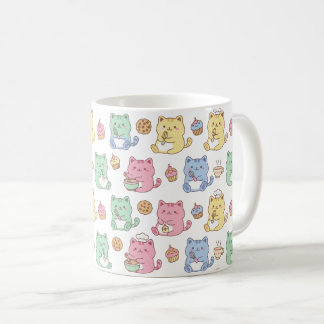 Kawaii Pastel Baking Cats Pattern Coffee Mug