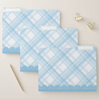 Kawaii Pastel Blue Plaid File Folders