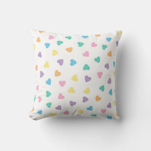 Kawaii Pastel Candy Hearts Throw Pillow