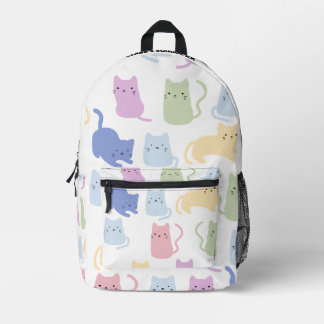 Kawaii Pastel Cat Pattern Personalized Backpack